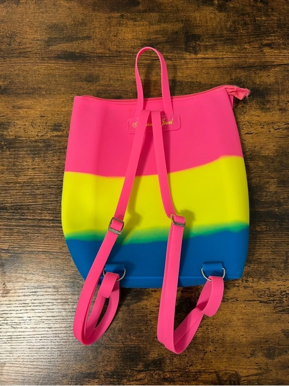American Jewel Neon Rainbow Silicone Mini Waterproof Backpack Tote Bag Festival